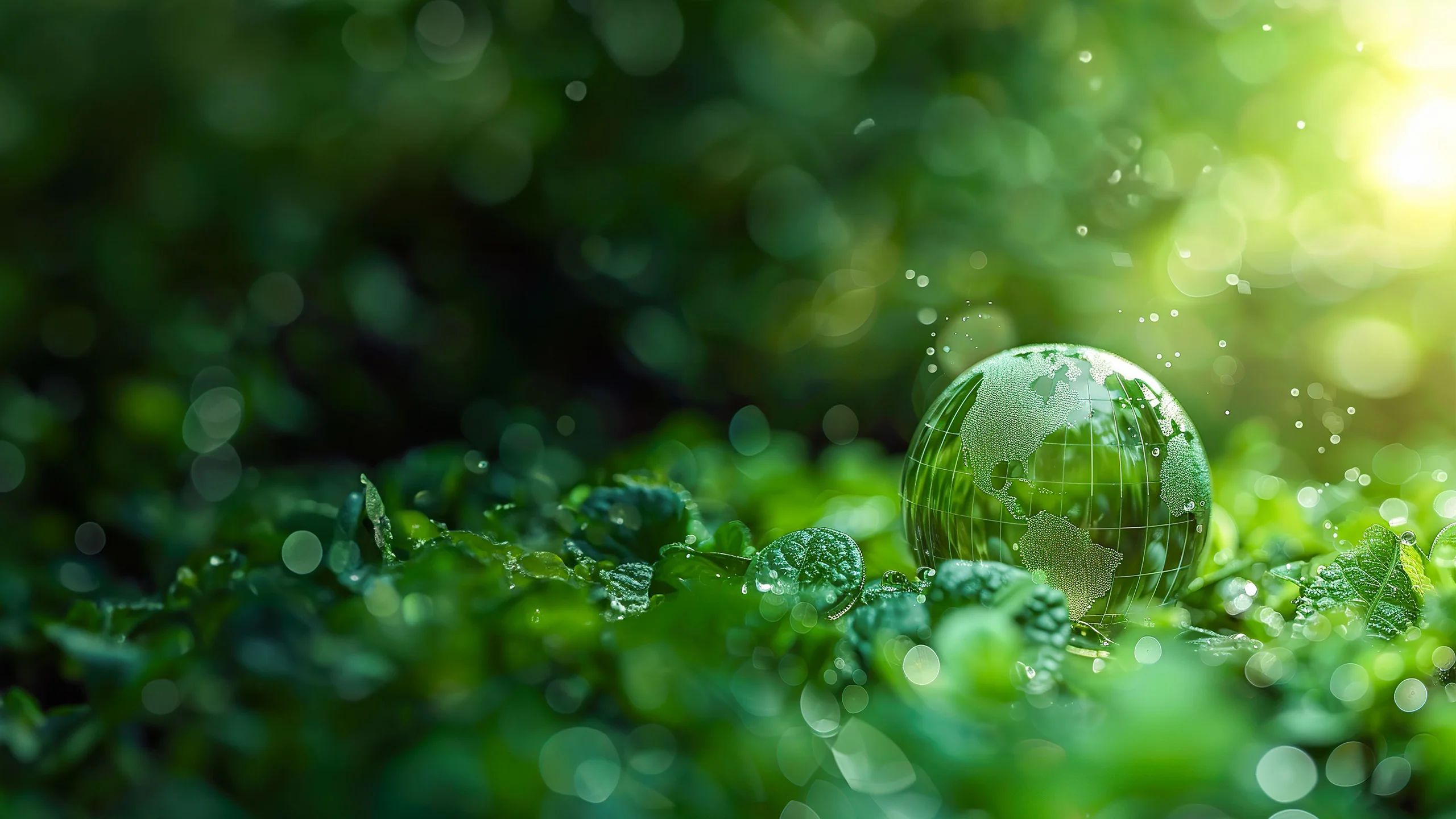 An image of the Earth made of water, surrounded by leaves. Header image for the article 'Balancing the Books: Assessing the True Cost of Pollution in America.'
